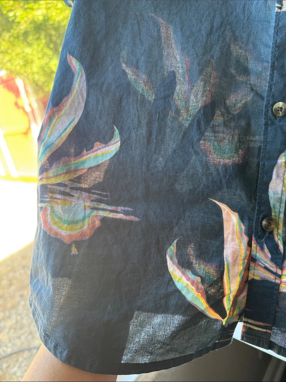 Billabong Navy Short-Sleeve Floral Button-Down Shirt